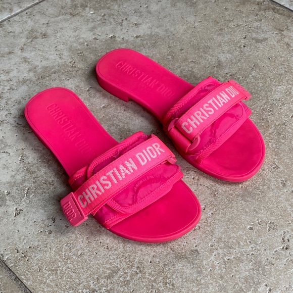 Dior Bright Pink Slide Sandals - Picture 7 of 16
